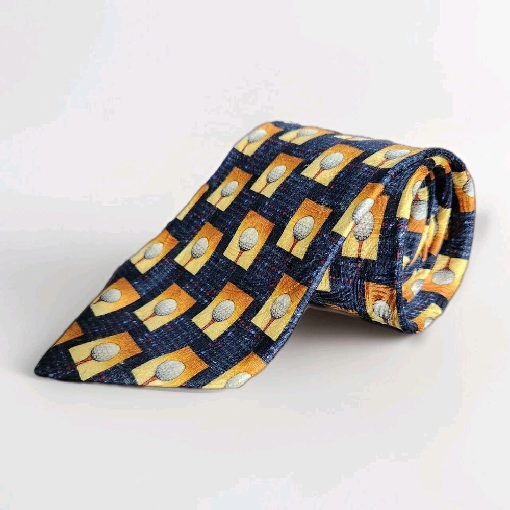 Ermenegildo Zegna Men's 100% Silk Golf Necktie Golf ball 57 X 4 "